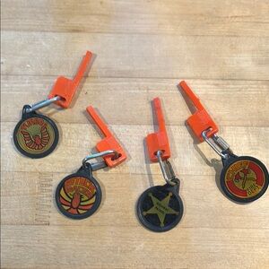 Lot of 4 Vintage 1980 Kidco Plastic Key Rare Turbo Stock Racer Chief Fire Dept